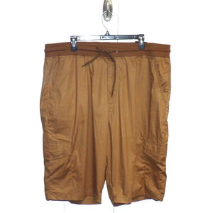 Kenneth Cole Men's Elastic Drawstring Waist Cargo Shorts in Tobacco Brown 46 $69